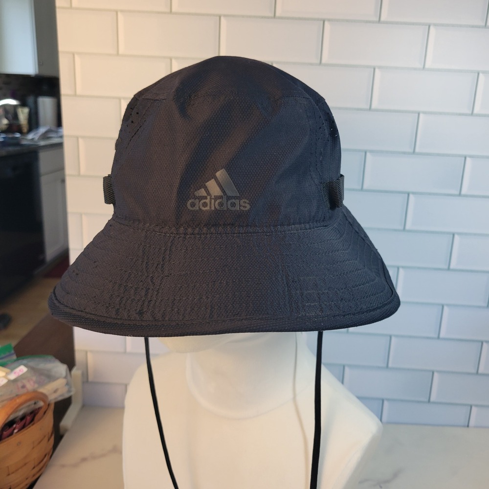 Adidas Black Victory 3 Boonie Bucket Sun Hat Aeroready Mesh Fishing Golf